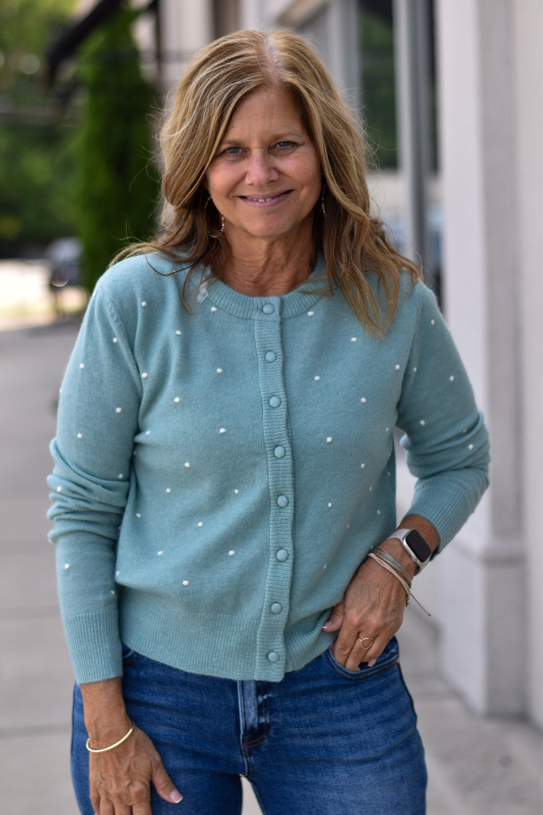 Cozy Dotted Knit Cardigan