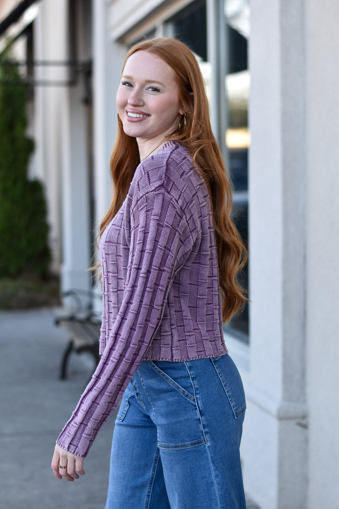 Textured Crop Sweater