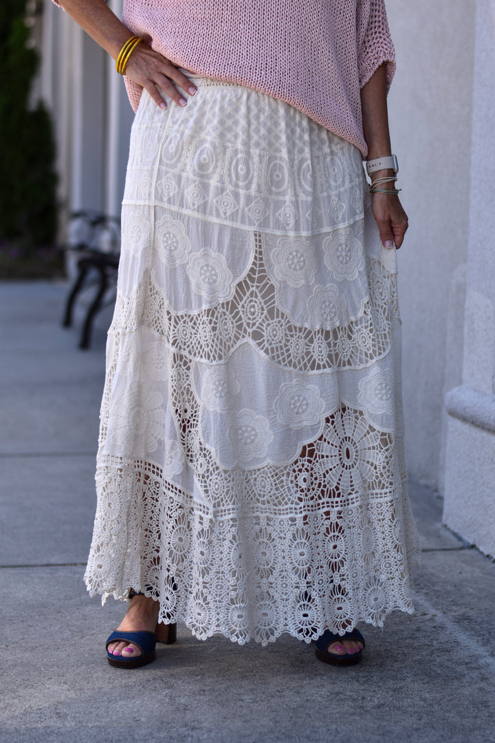 Boho Sheer Lace Maxi Skirt