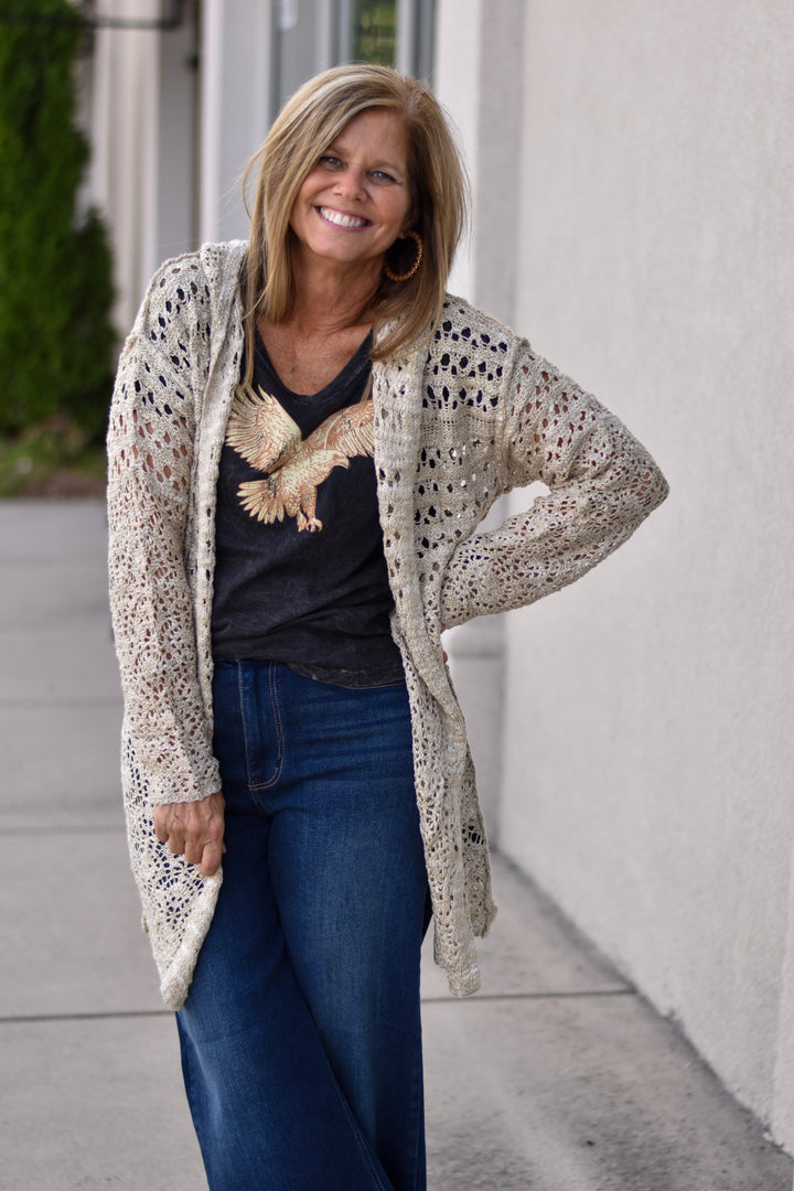 Boho Dreamer Hooded Crochet Cardigan