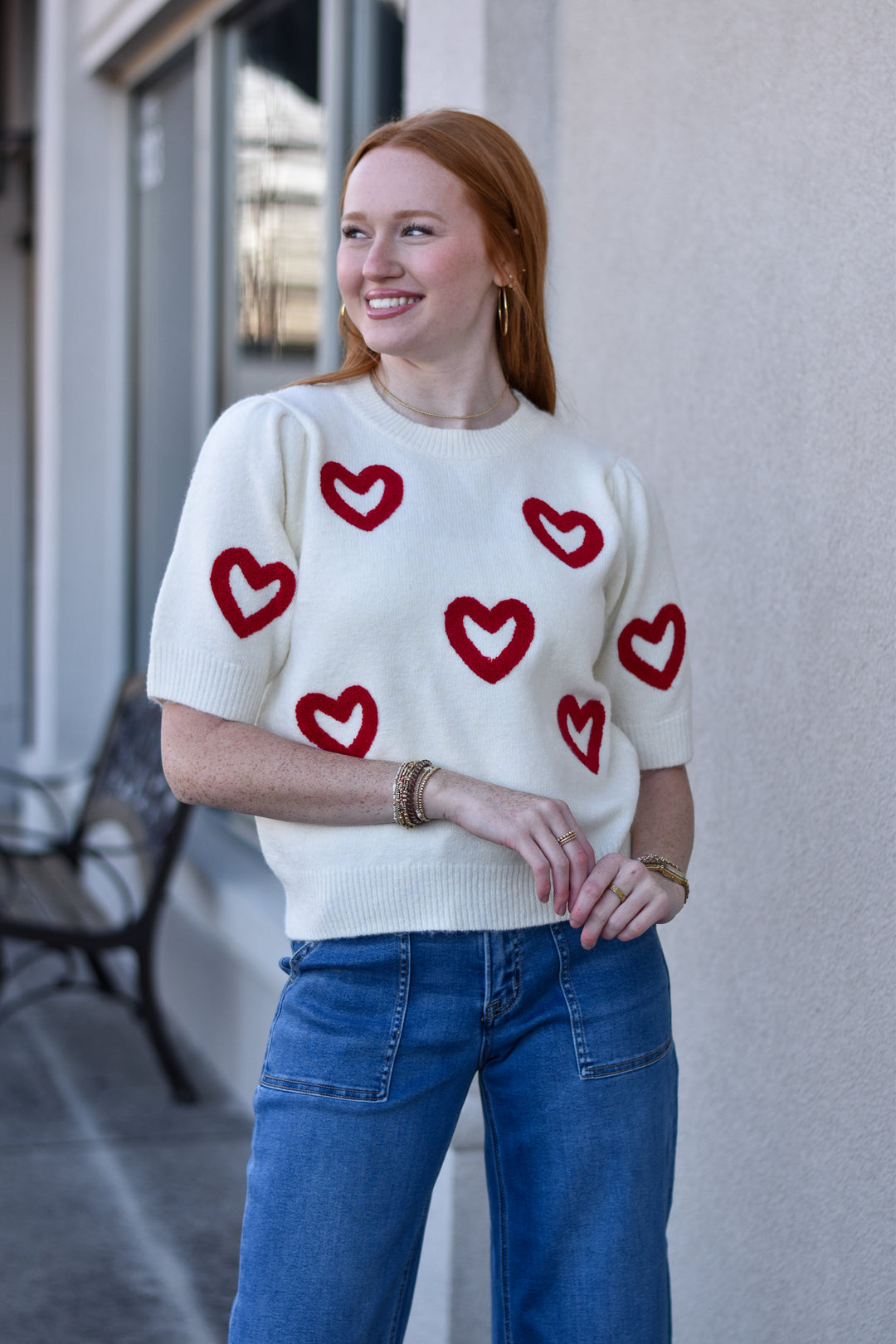 Heart Pattern Knit Sweater