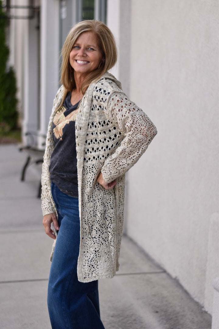 Boho Dreamer Hooded Crochet Cardigan