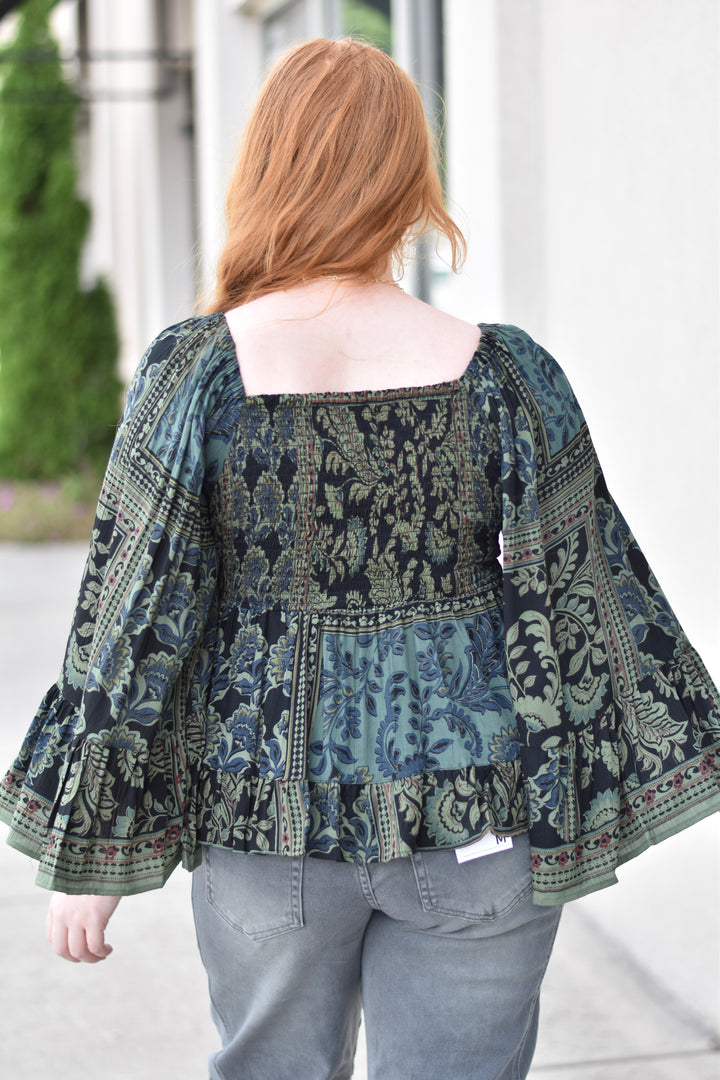 Midnight Boho Bell Sleeve Top