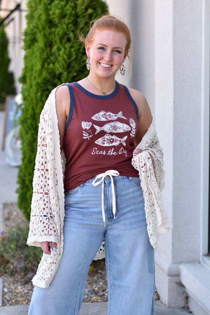 Natural Life Seas The Day Ringer Tank Top