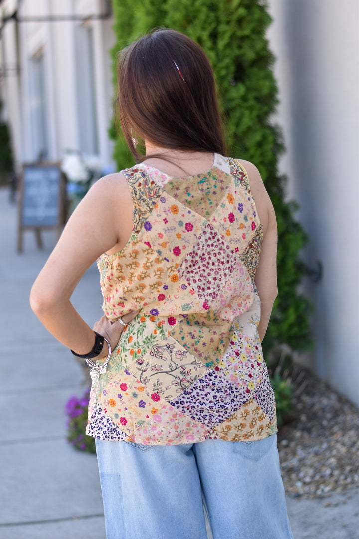 Boho Patchwork Embroidered Tank Top