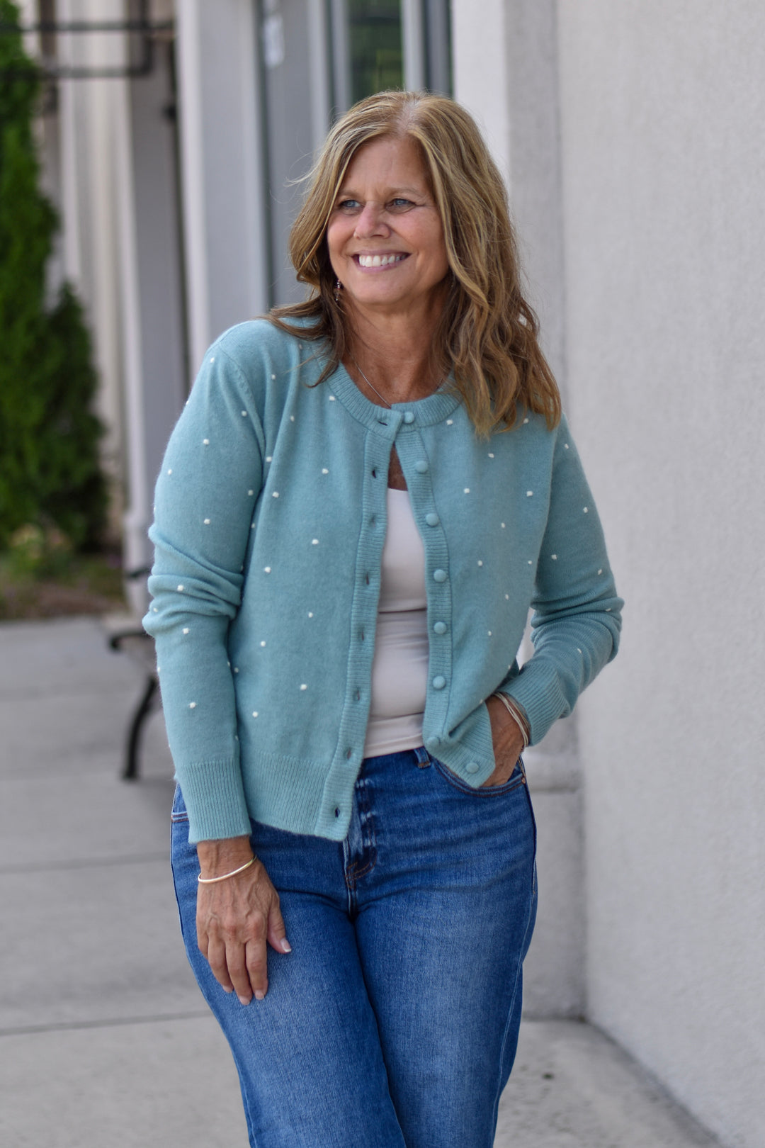 Cozy Dotted Knit Cardigan
