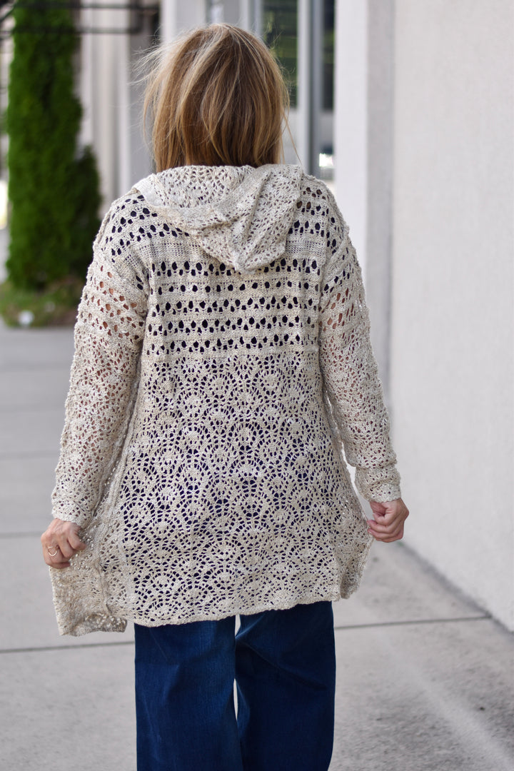 Boho Dreamer Hooded Crochet Cardigan