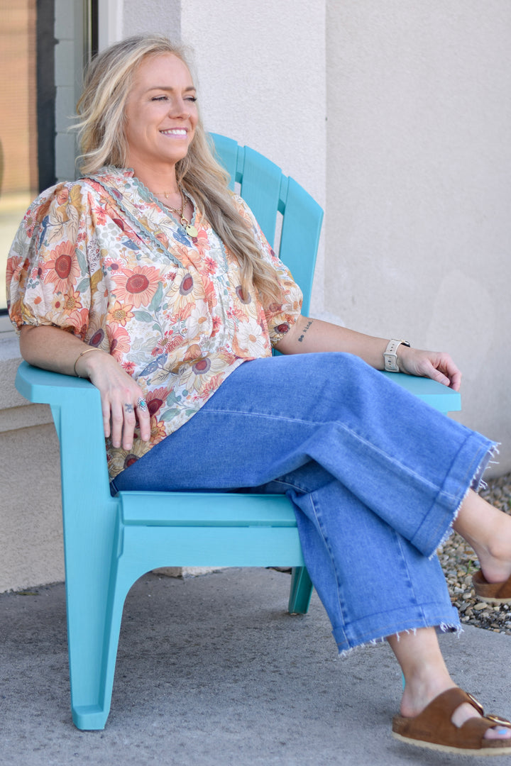 Umgee Honey Blossom Floral Blouse