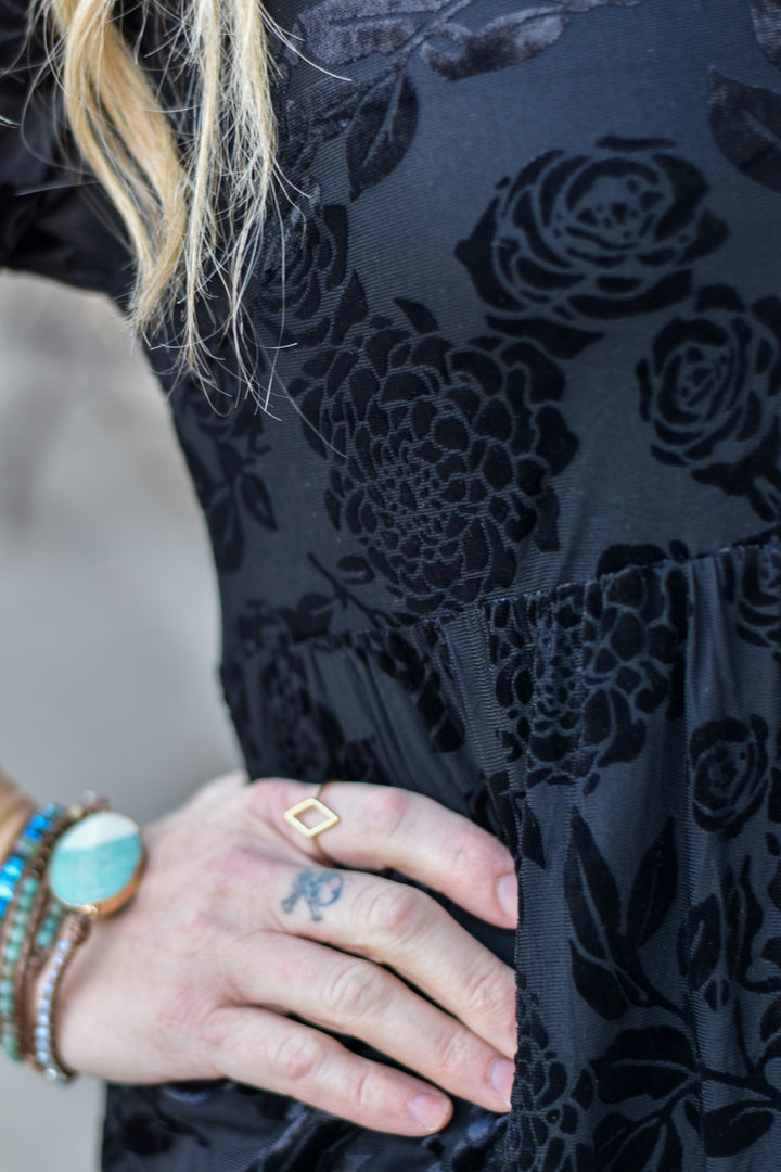 Midnight Velour Babydoll Dress