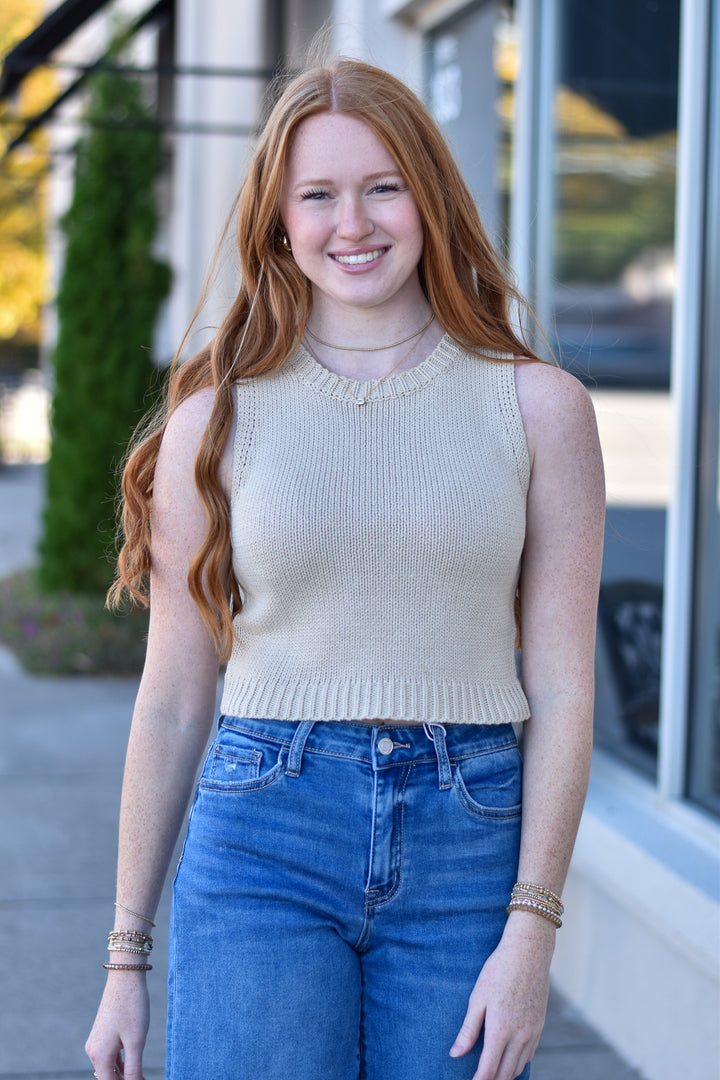 Cropped Sweater Knit Tank Top