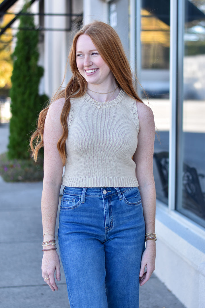 Cropped Sweater Knit Tank Top