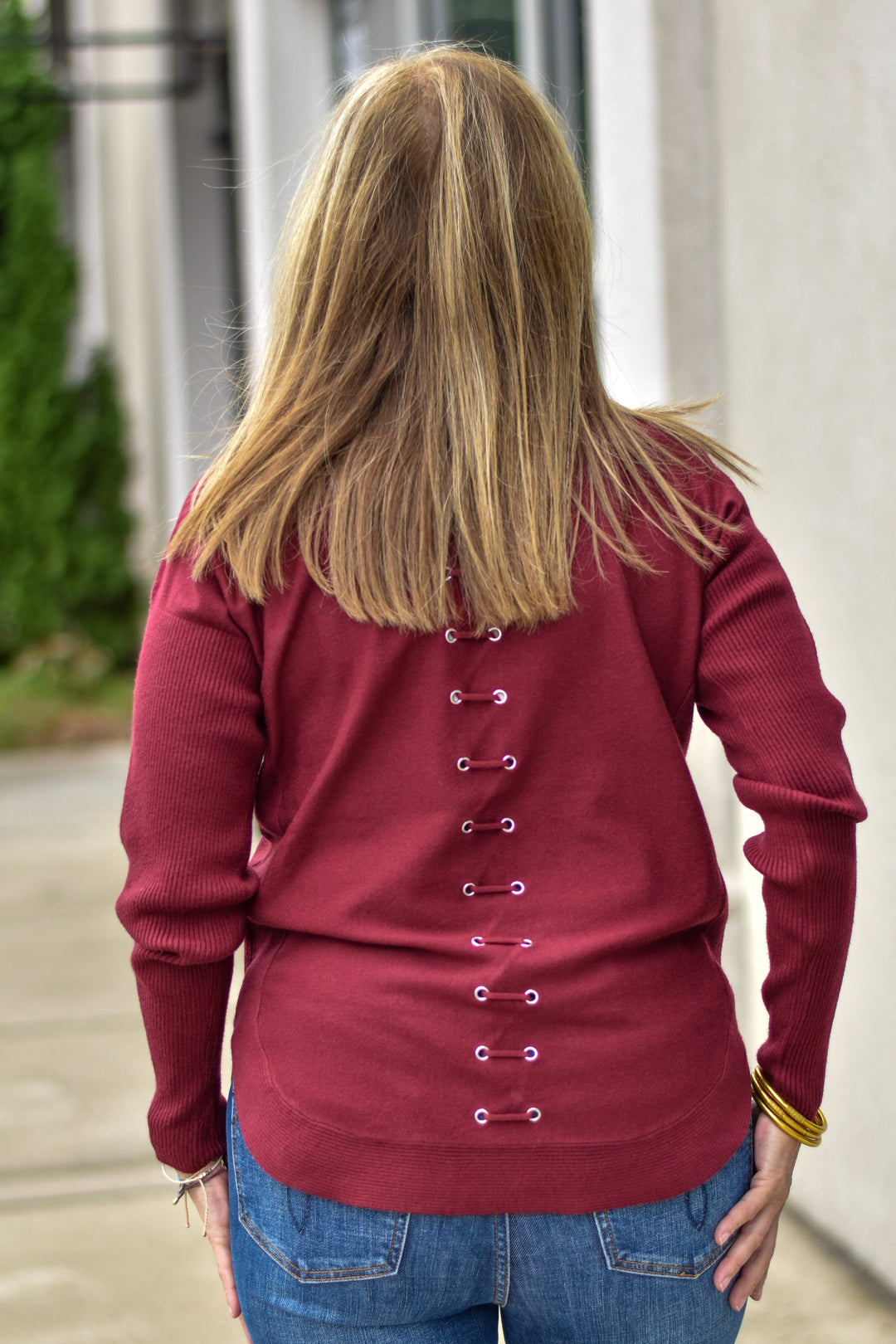 Charlie B Lace Back Sweater