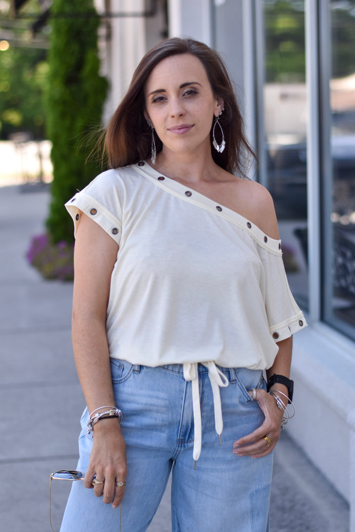 Auralis Metal Trim Eyelet Top