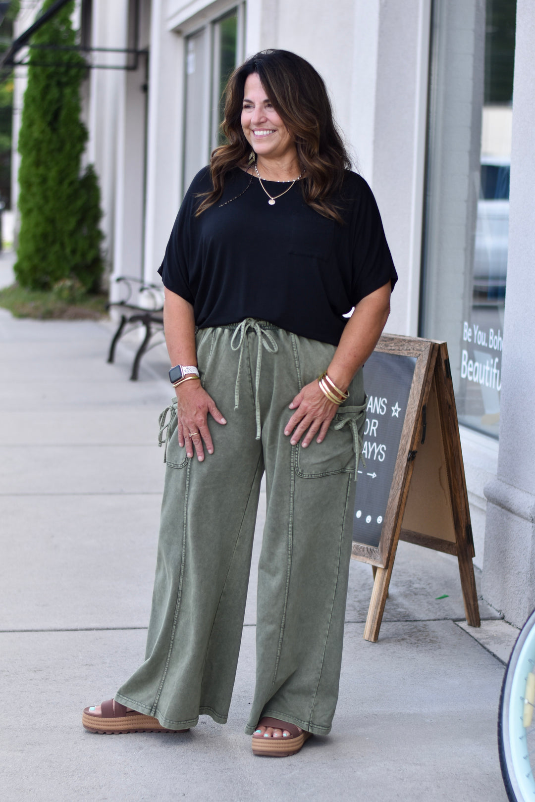 Easel Mineral Washed Cargo Knit Pants