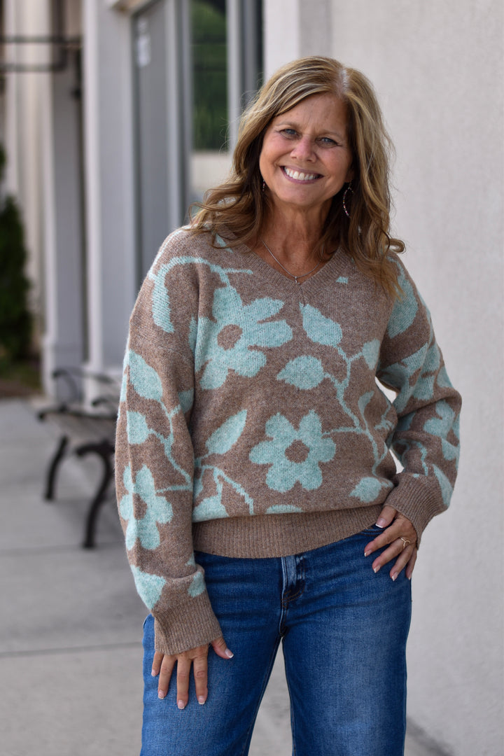Mocha Floral Dream Sweater