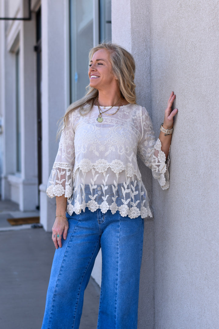Whispering Petals Lace Top
