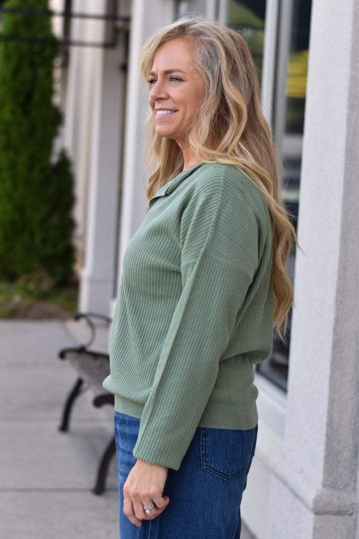 Comfy Charm Split Neckline Top