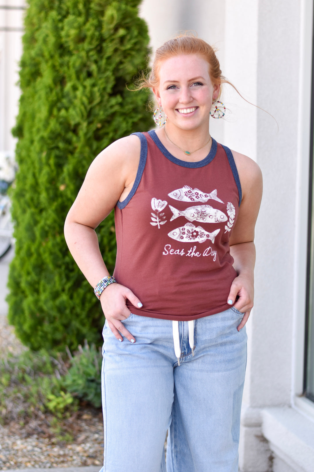 Natural Life Seas The Day Ringer Tank Top