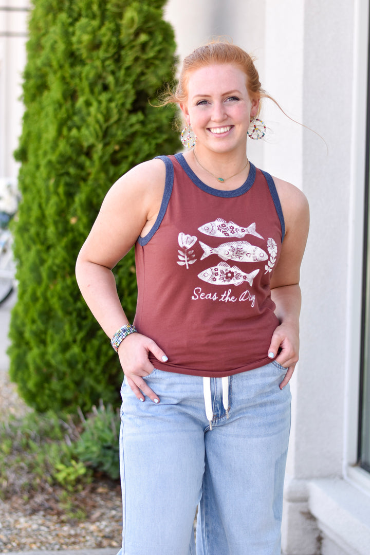 Natural Life Seas The Day Ringer Tank Top