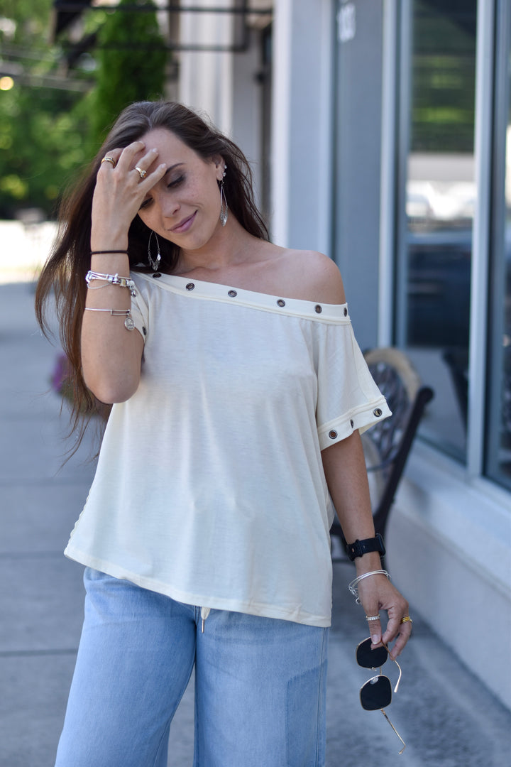 Auralis Metal Trim Eyelet Top