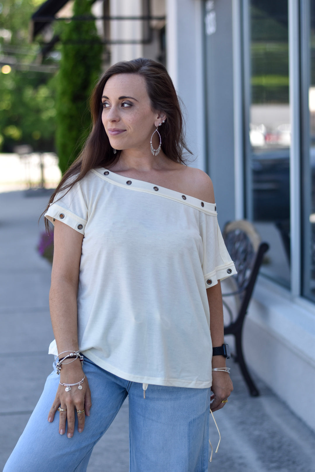 Auralis Metal Trim Eyelet Top