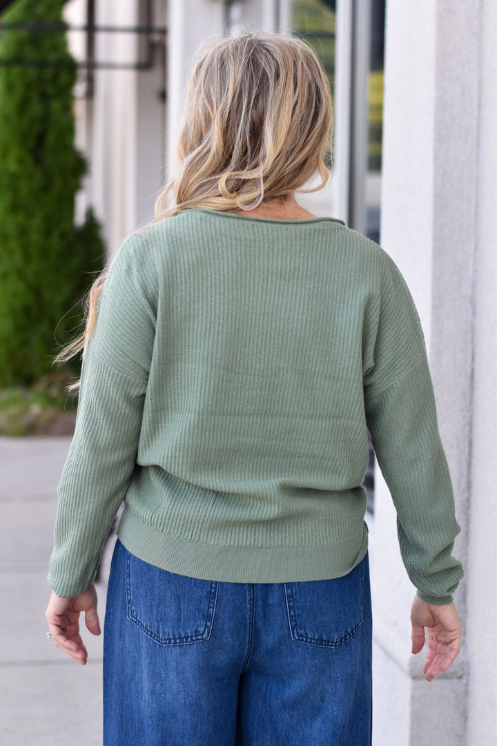 Comfy Charm Split Neckline Top