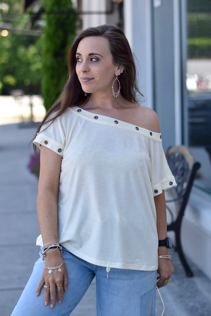 Auralis Metal Trim Eyelet Top