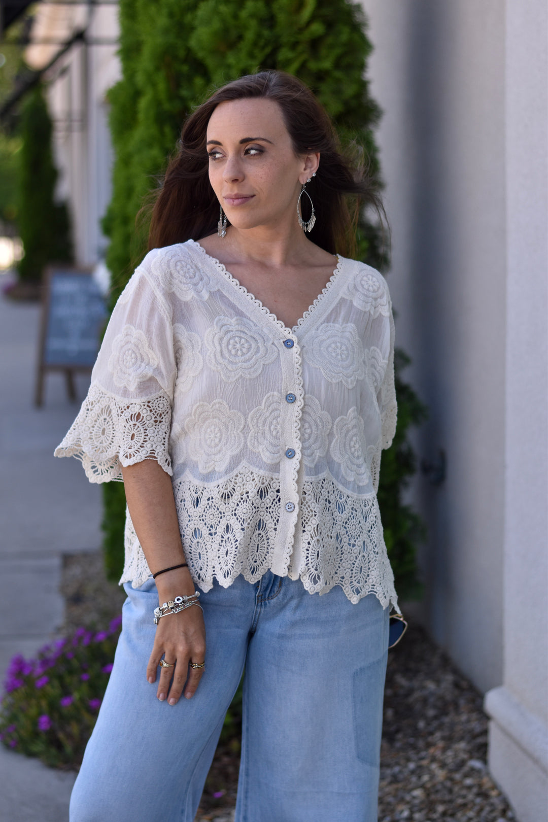 Pol Crochet Cardigan Top