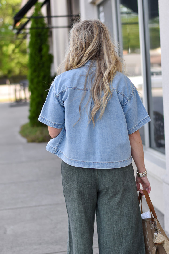 Everyday Crop Denim Shirt