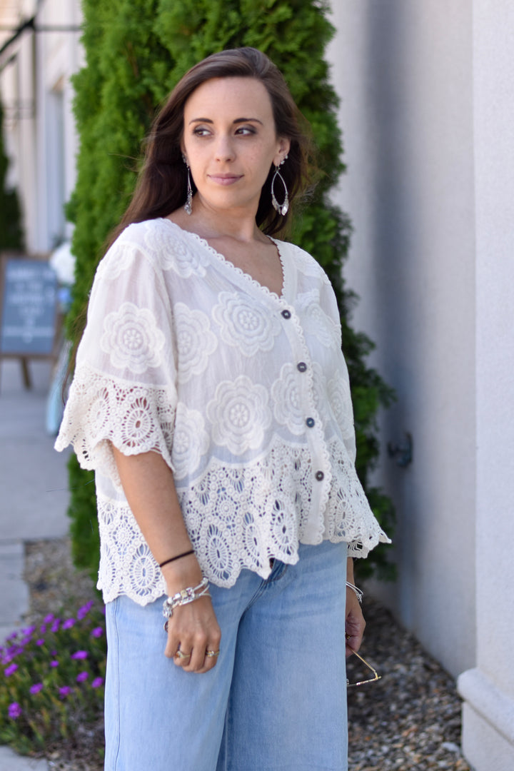 Pol Crochet Cardigan Top