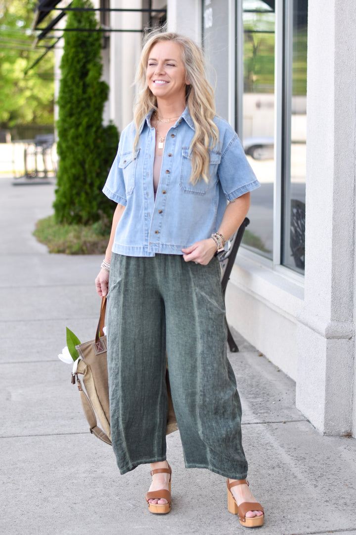 Everyday Crop Denim Shirt