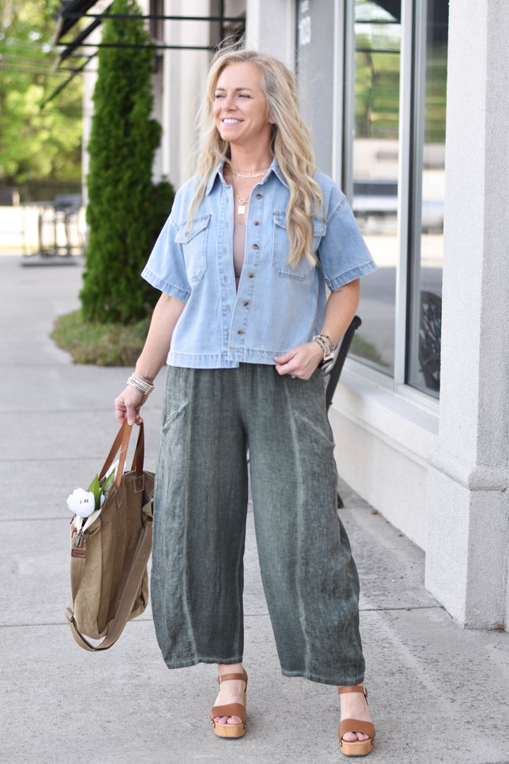 Everyday Crop Denim Shirt