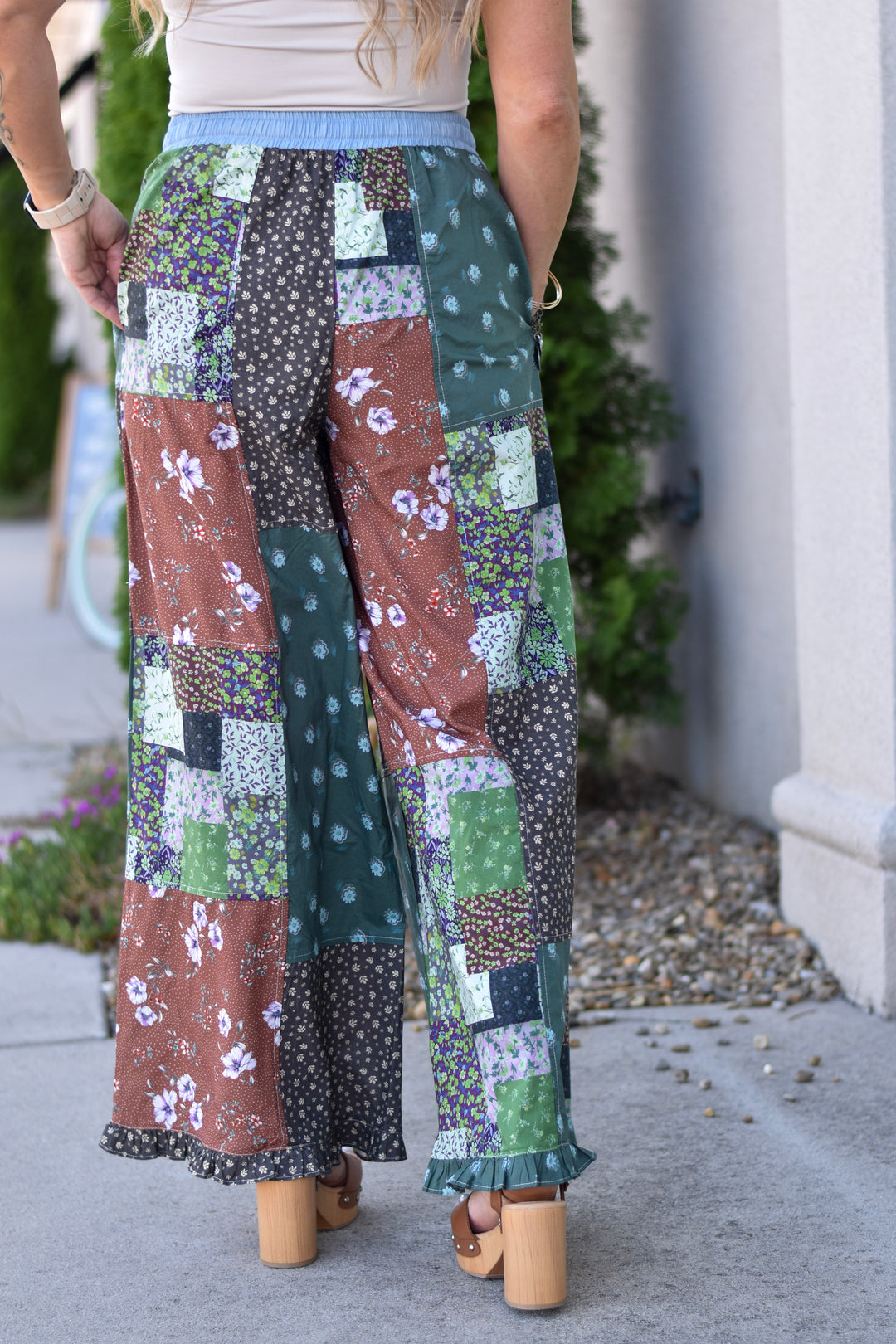 Easel's Patchwork Wide-Leg Pants