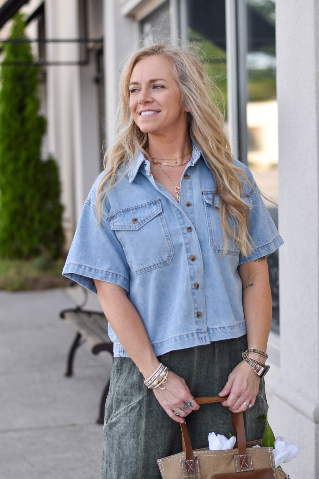 Everyday Crop Denim Shirt