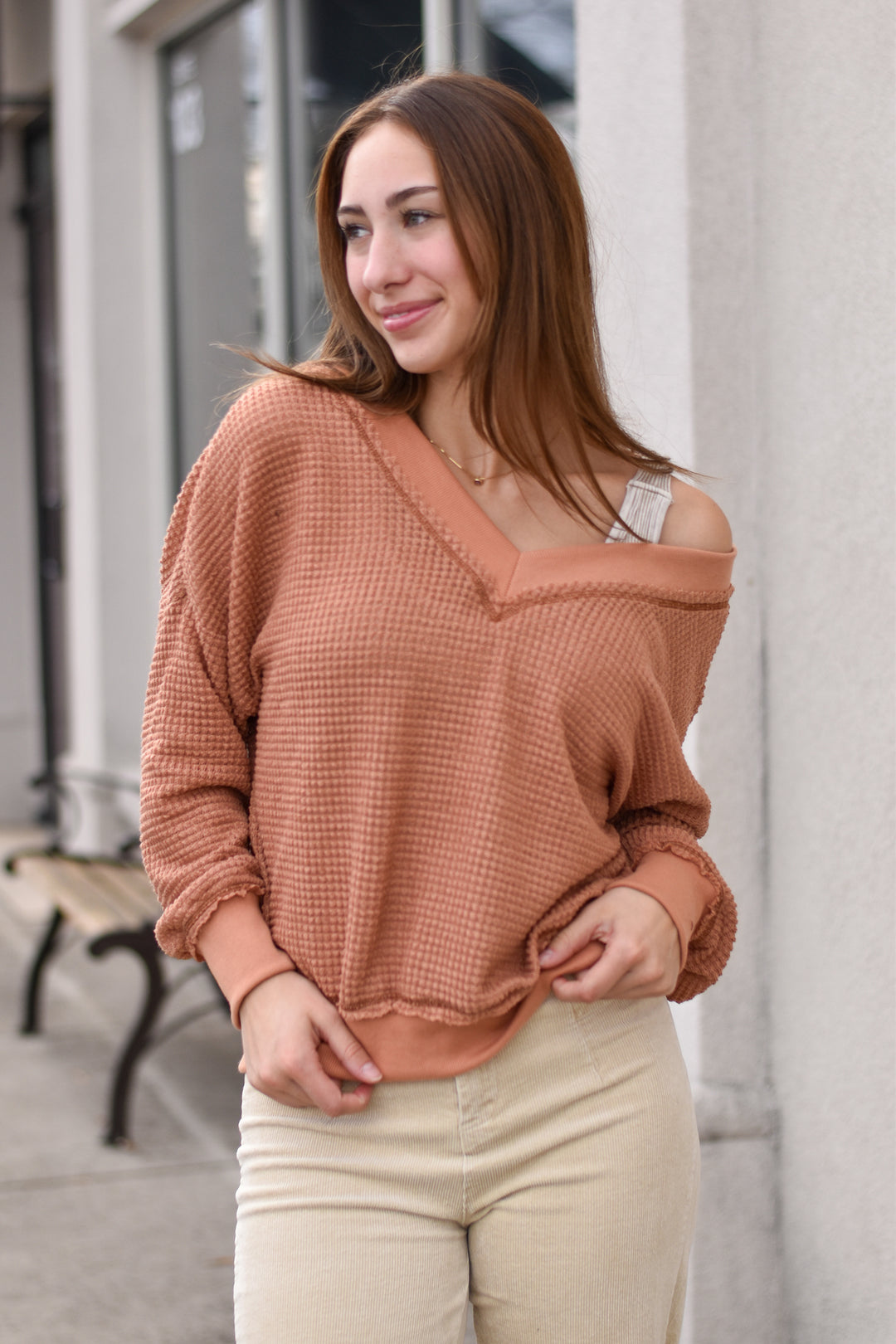 La Belle Waffle Knit Top