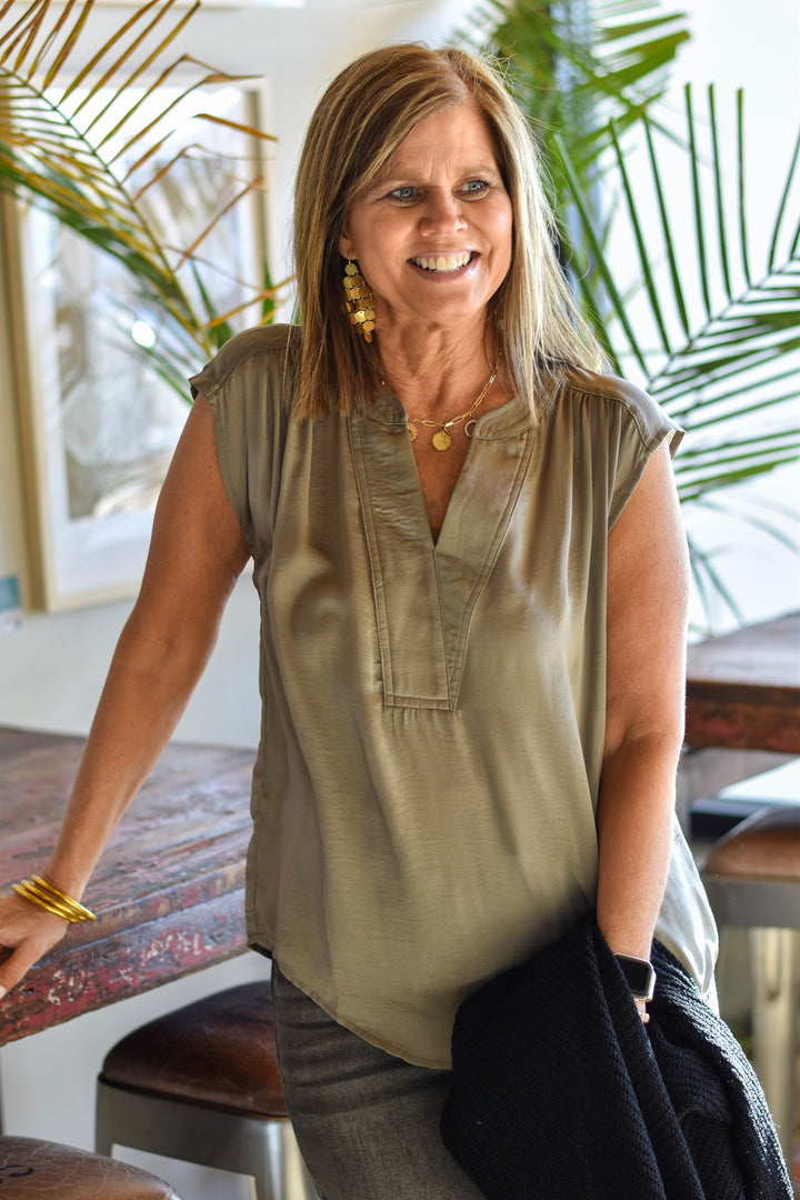 Graceful Drape V-Neck Top