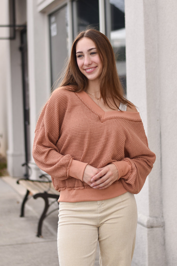 La Belle Waffle Knit Top