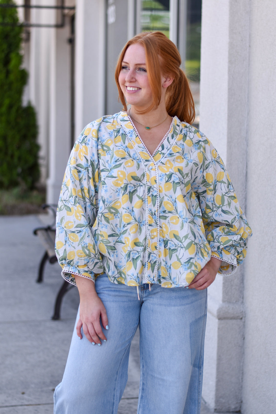 Fate Lemon Puff Sleeve Button Shirt
