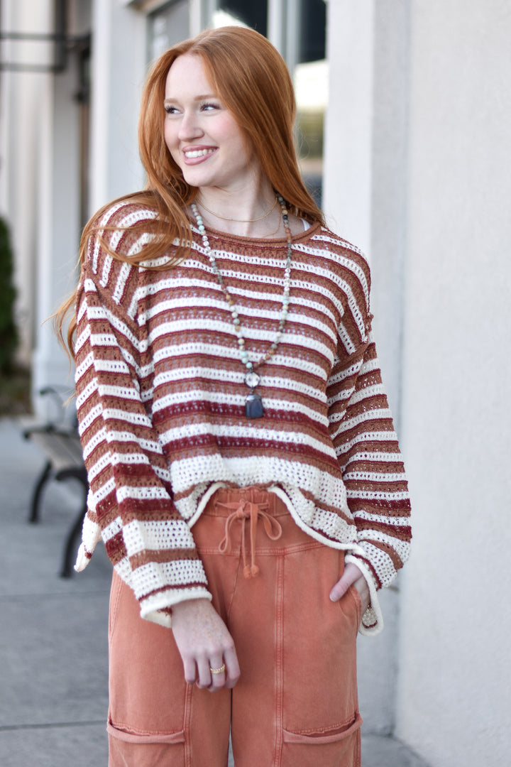 Sunset Stripe Crochet Sweater
