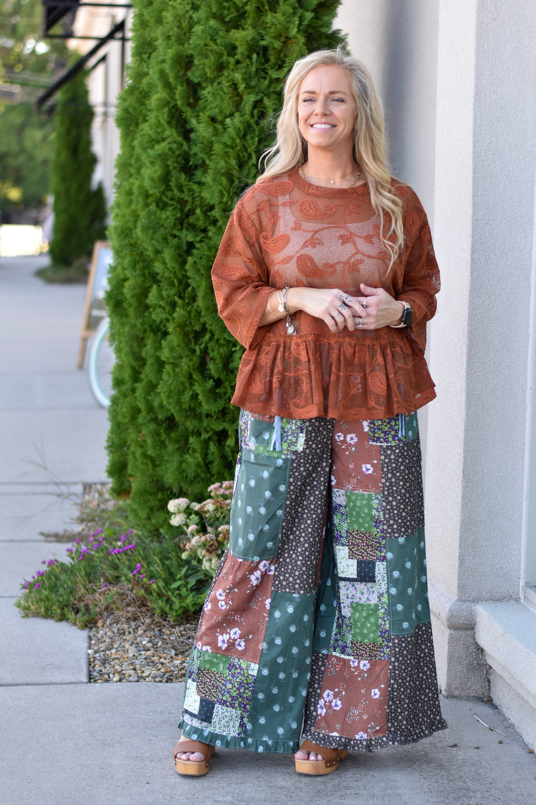Easel's Patchwork Wide-Leg Pants