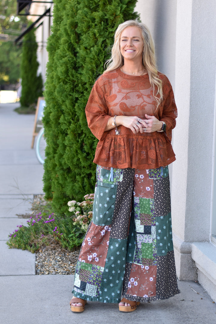 Easel's Patchwork Wide-Leg Pants