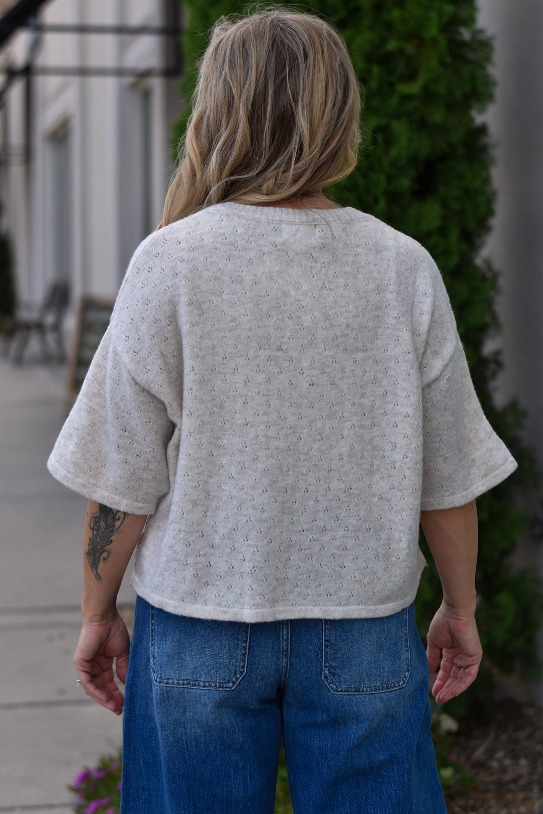 Anika Pointelle Short Sleeve Cardigan