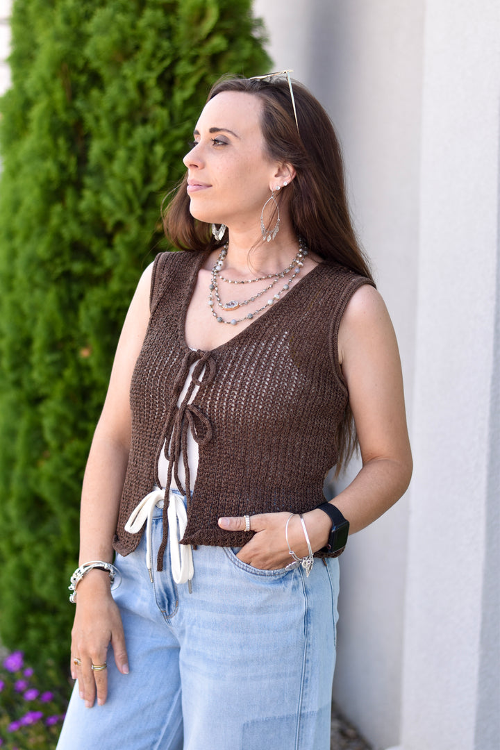 Sienna Skies Crochet Knit Vest