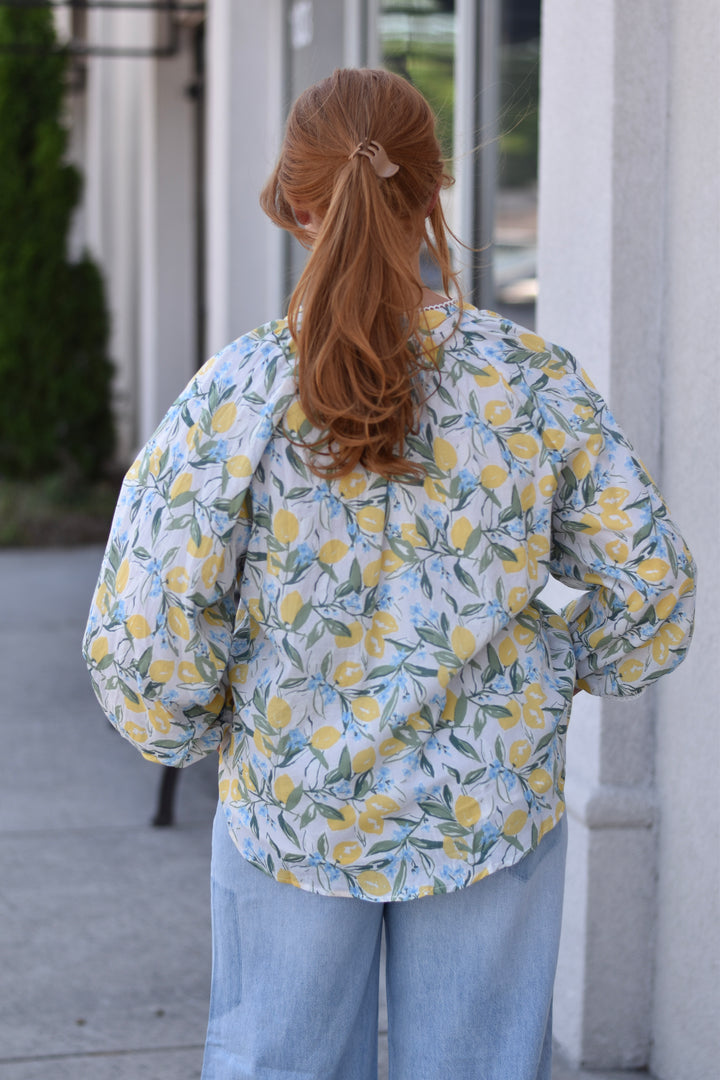 Fate Lemon Puff Sleeve Button Shirt