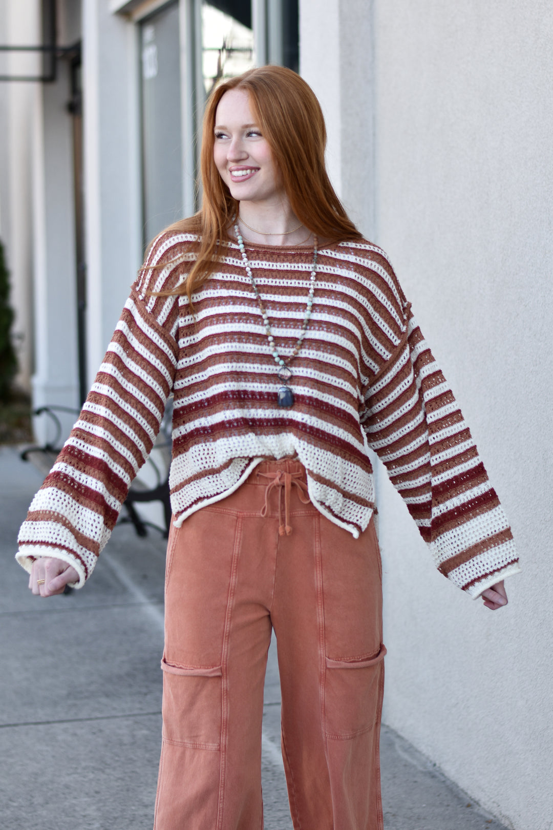 Sunset Stripe Crochet Sweater