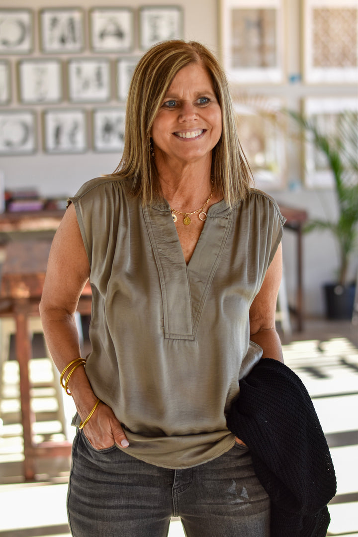 Graceful Drape V-Neck Top