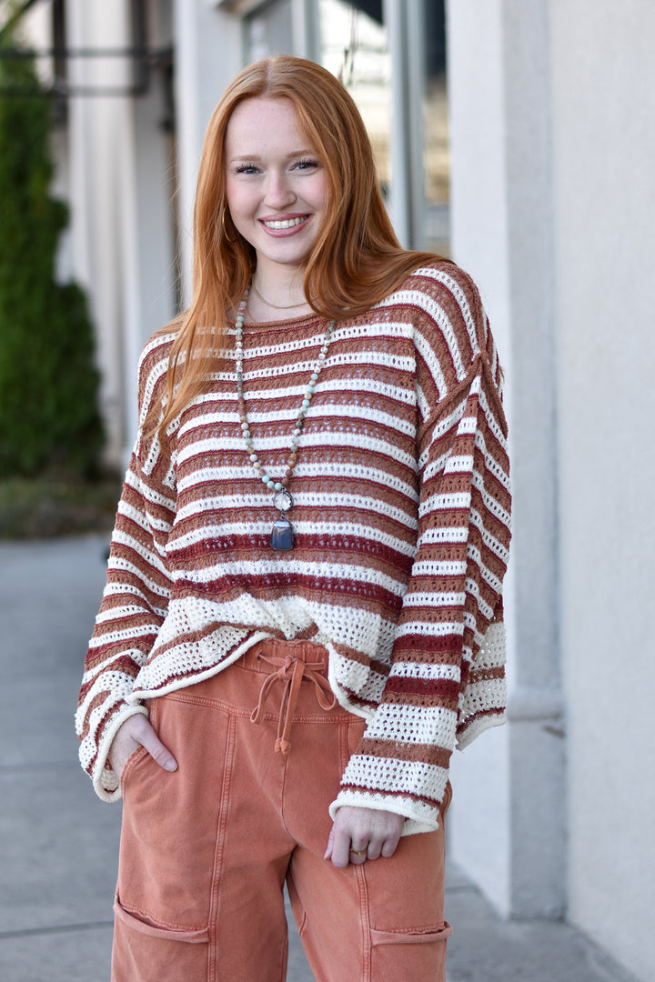 Sunset Stripe Crochet Sweater