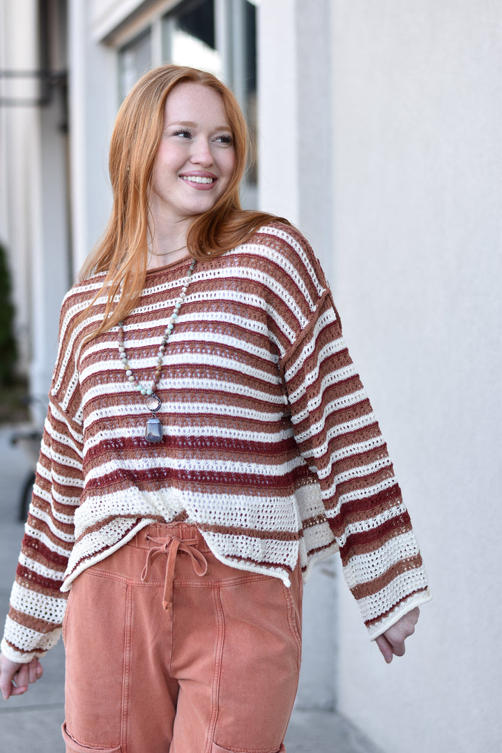 Sunset Stripe Crochet Sweater