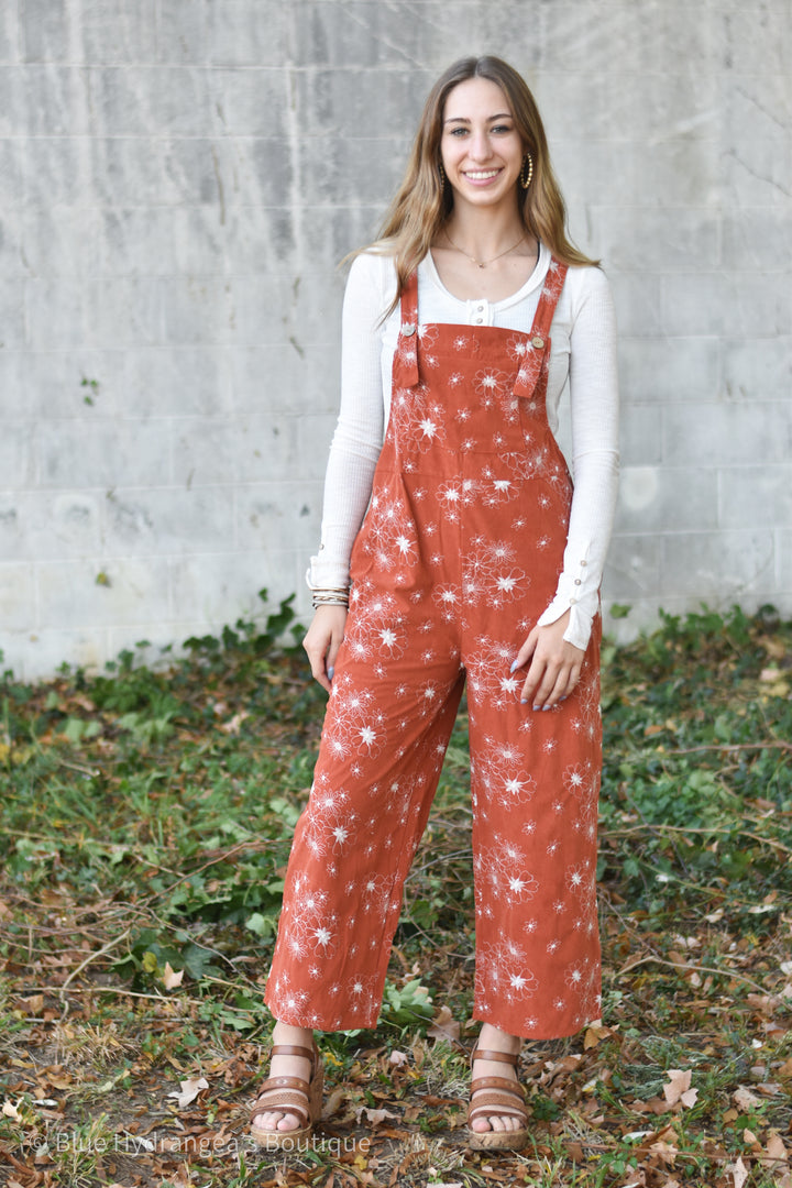 Hannah Floral Embroidered Overalls