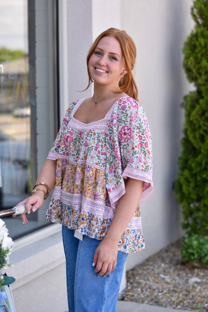 Floral Patchwork Lace Blouse